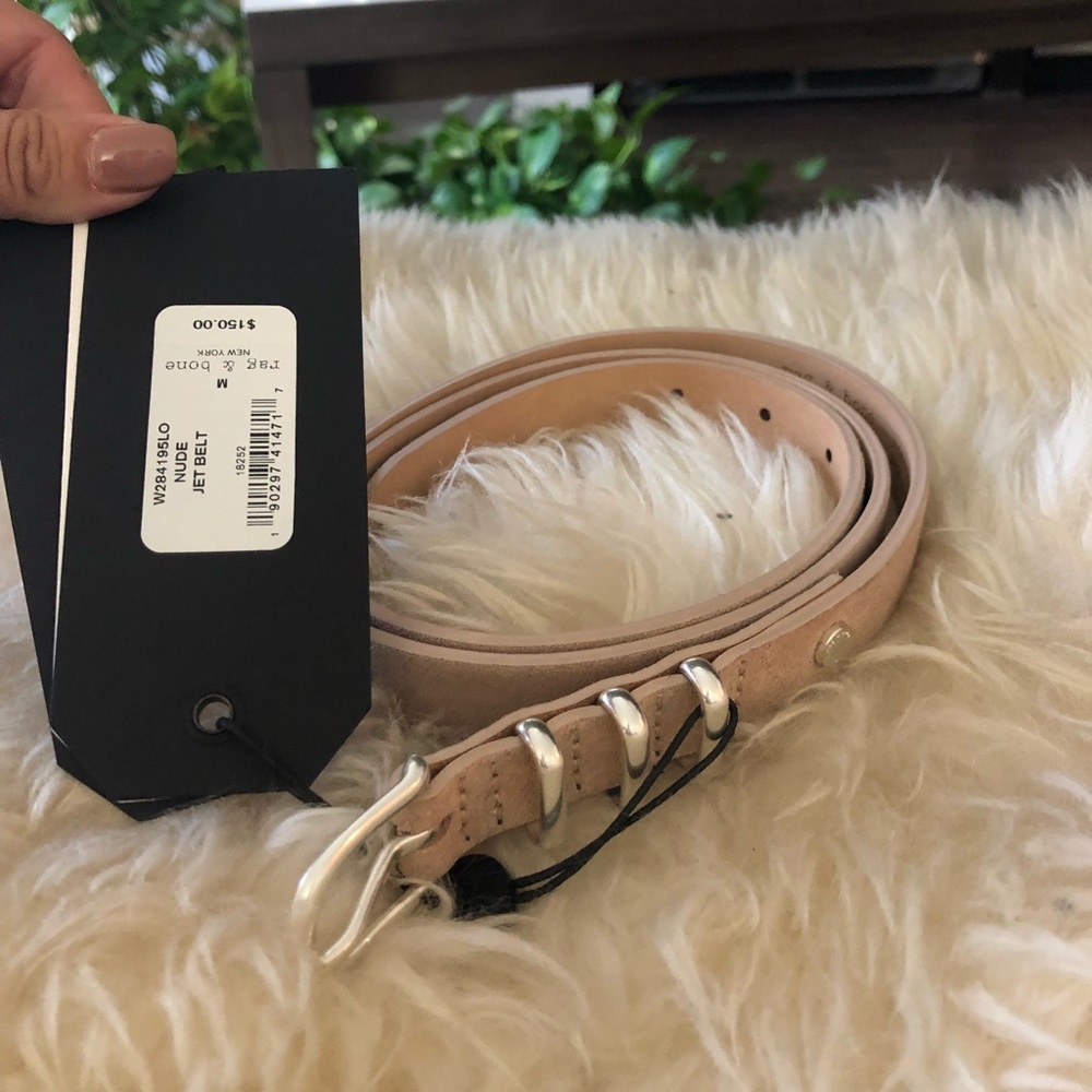 Rag & Bone nude leather skinny jet belt sz S / M